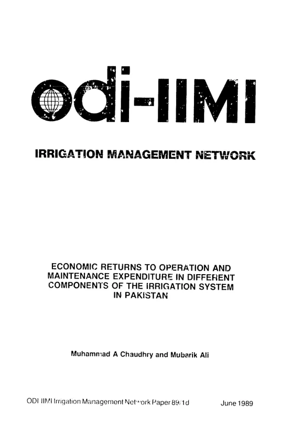 Economic returns to operation and maintenance expenditure in different components of the irrigation system in Pakistan