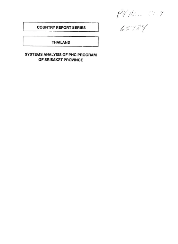 Systems analysis of the primary health care program of Srisaket Province, Thailand