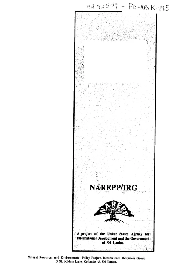 NAREPP [natural resources environmental policy project]/IRG [International Resources Group] activities : experience and directions