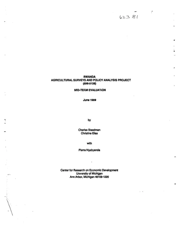 Rwanda, agricultural surveys and policy analysis project (696-0126) : mid-term evaluation