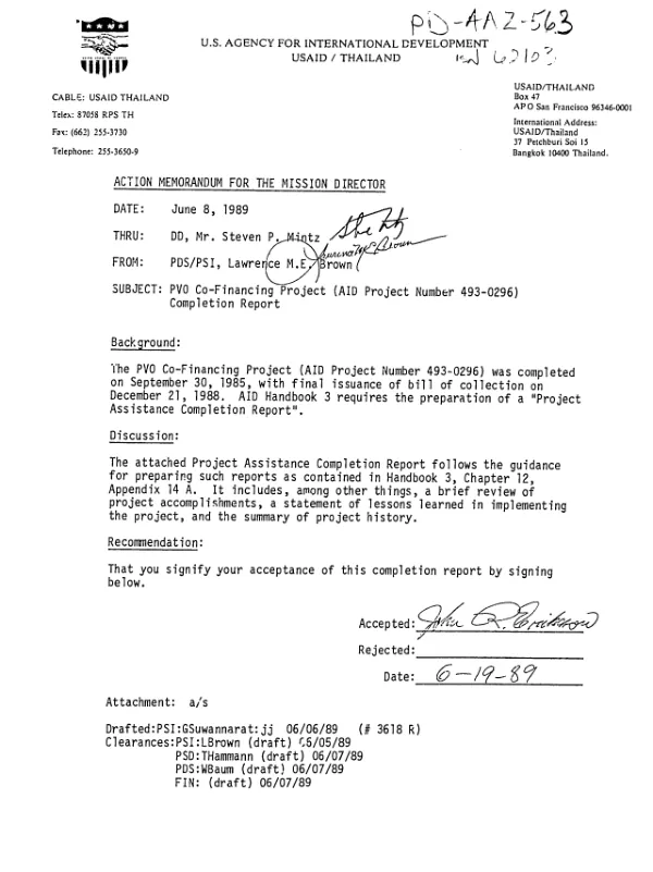 Project assistance completion report : PVO co-financing project (493-0296)