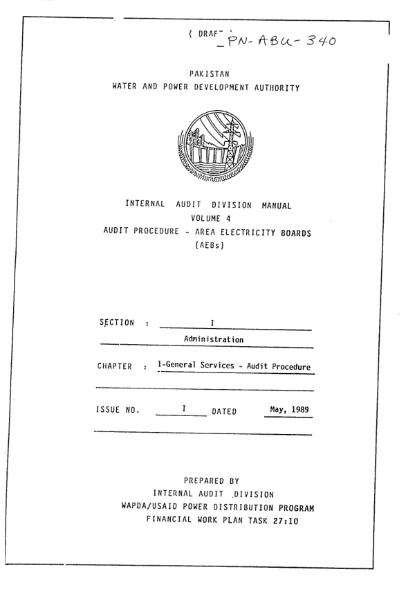 Internal Audit Division manual : audit procedure -- Area Electricity Boards (AEBs), volume 4