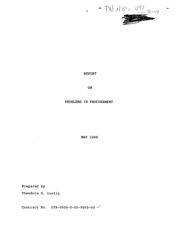 Report on problems in procurement