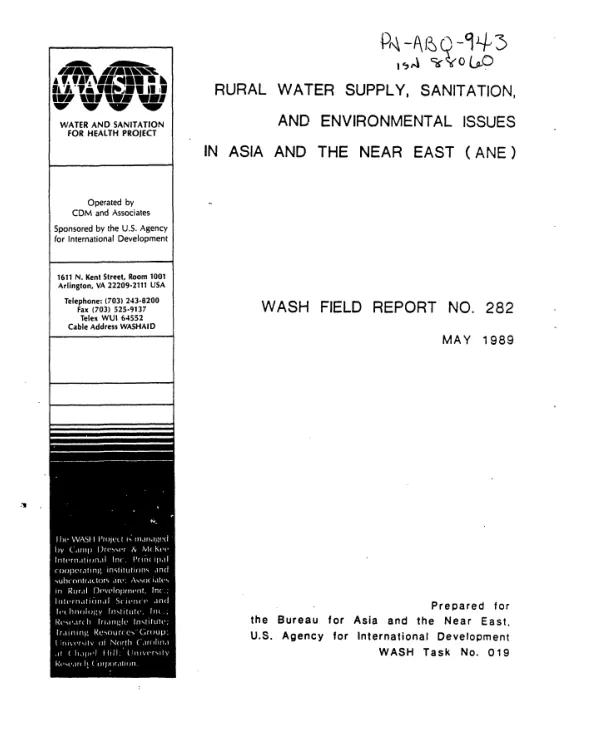 Rural water supply, sanitation, and environmental issues in Asia and the Near East (ANE)