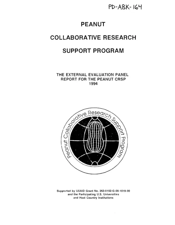 Peanut collaborative research support program : the external evaluation panel report for the peanut CRSP