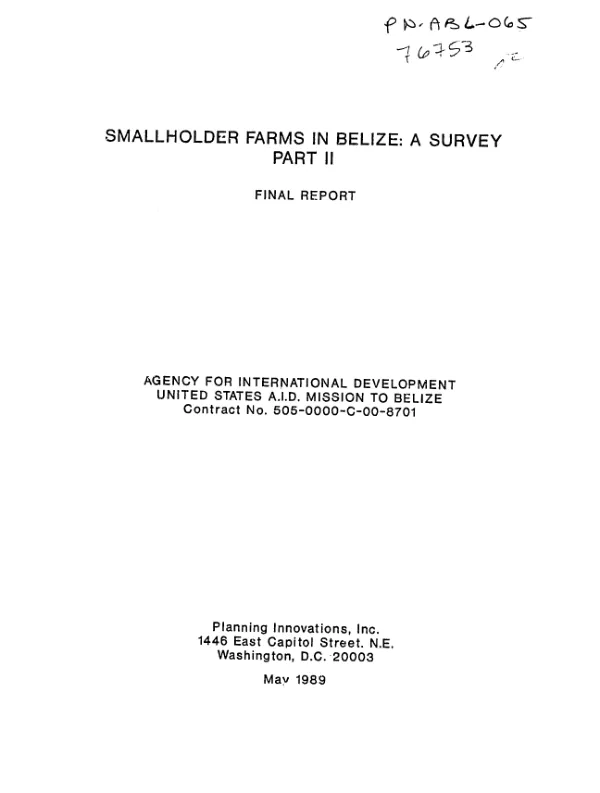 Smallholder farms in Belize : a survey -- part II