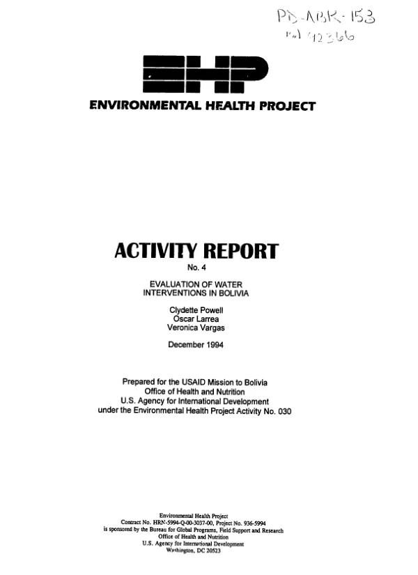 Evaluation of water interventions in Bolivia