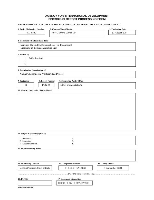 RRDP : an evaluation for the Government of the Republic of the Philippines and the United States Agency for International Development/Manila