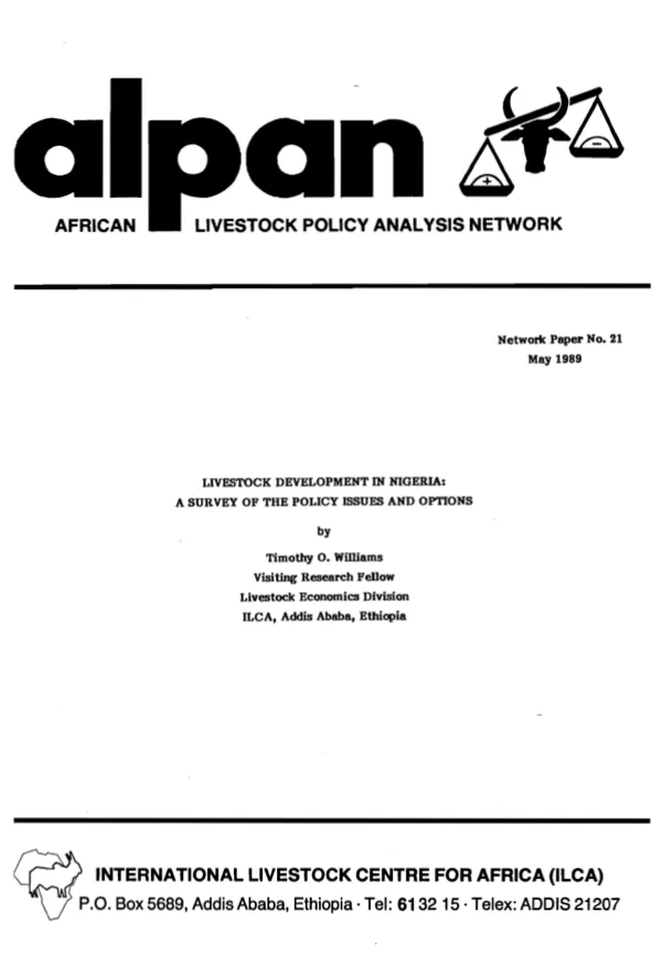 Livestock development in Nigeria : a survey of the policy issues and options