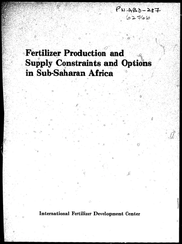 Fertilizer production and supply constraints and options in sub-Saharan Africa