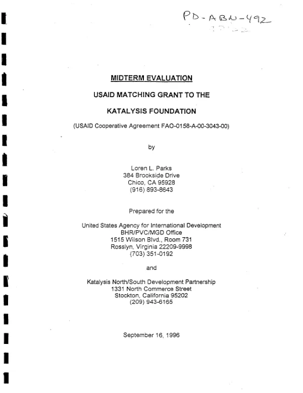 Grant no. 519-0364-G-00-9422-00 community based integrated rural development - OPG between AID and Save the Children Federation, Inc.