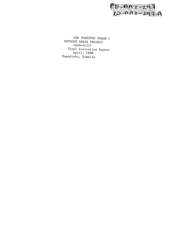 CDA forestry [phase I refugee areas project]