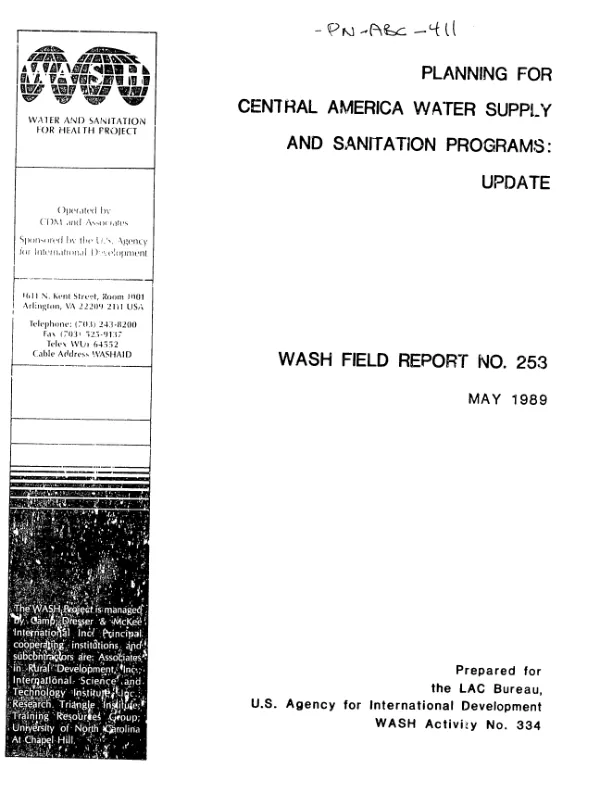 Planning for Central America water supply and sanitation programs : update