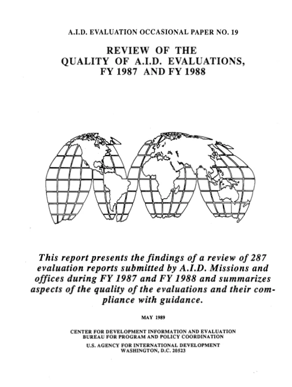 Review of the quality of A.I.D. evaluations FY 1987 and FY 1988