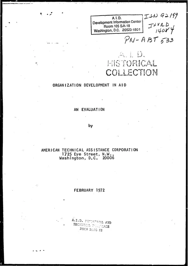 Organization development in AID : an evaluation