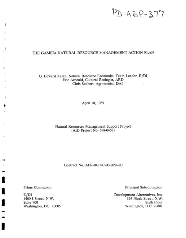 The Gambia natural resource management action plan