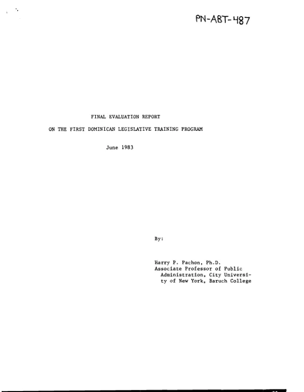 Final evaluation report on the first Dominican legislative training program