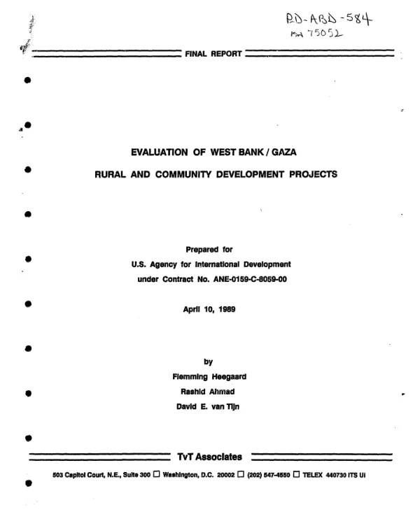 Evaluation of West Bank/Gaza rural and community development projects