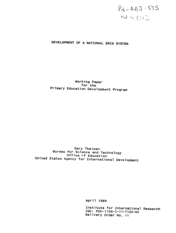 Development of a national EMIS system