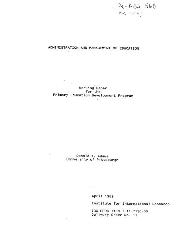 Administration and management of education