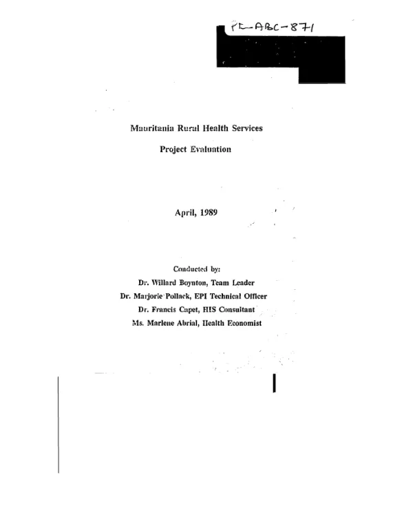 Mauritania rural health services : project evaluation