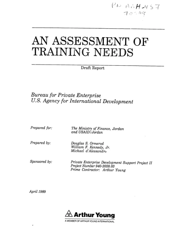 Assessment of training needs