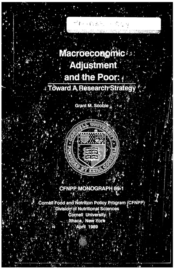 Macroeconomic adjustment and the poor : toward a research strategy