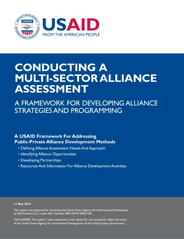 Conducting a multi-sector alliance assessment : a framework for developing alliance strategies and programming