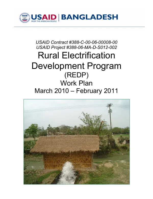 Rural electrification development program (REDP) work plan, March 2010-February 2011