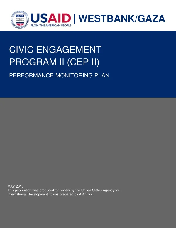Civic engagement program II (CEP II) : performance monitoring plan