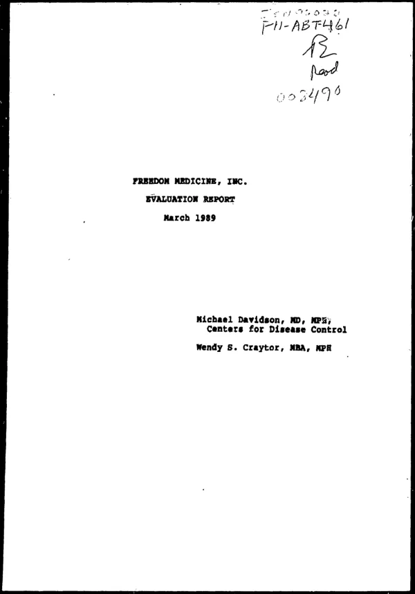 Freedom Medicine, Inc. : evaluation report