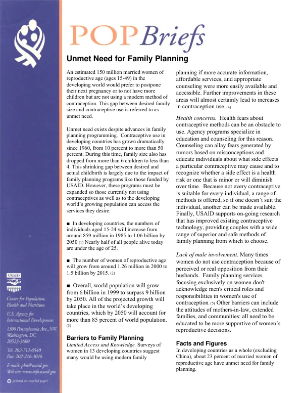 Unmet need for family planning