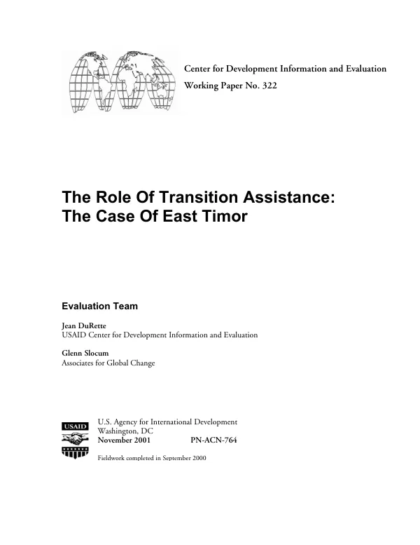 The role of transition assistance : the case of East Timor