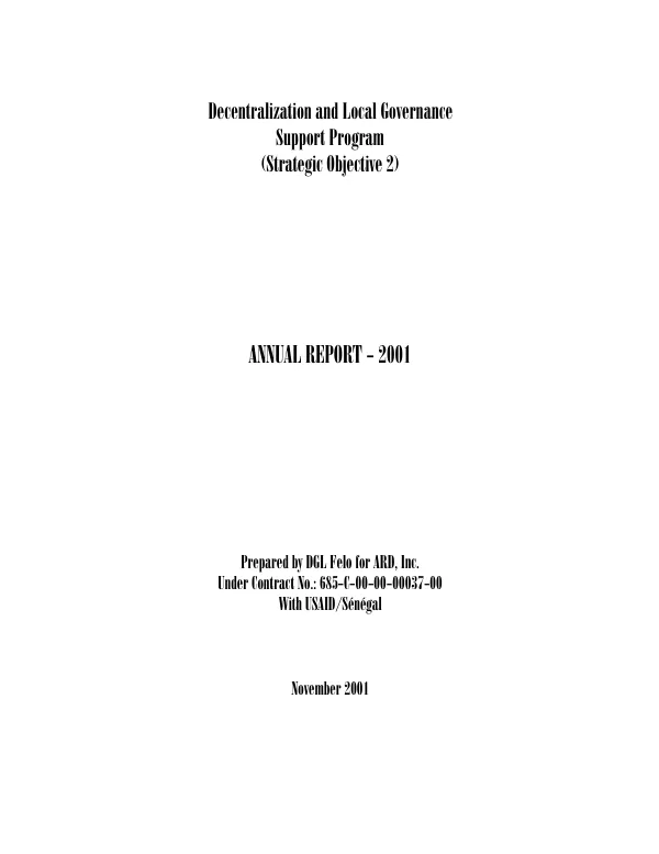 Decentralization and local governance [DGL Felo (progres)] support program (strategic objective 2) : annual report 2001