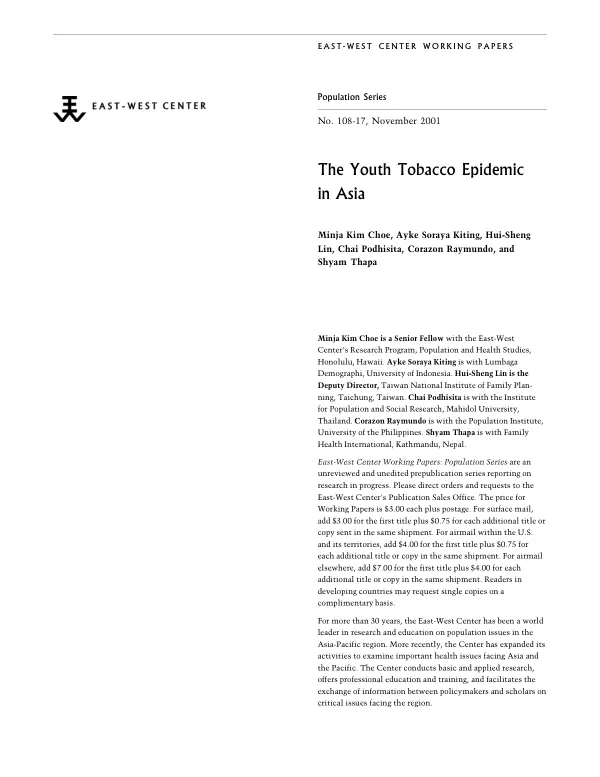 Youth tobacco epidemic in Asia