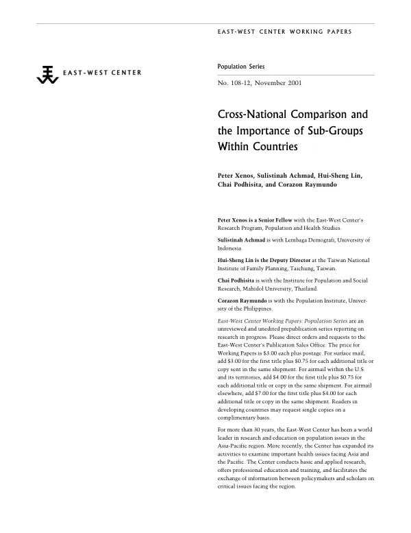 Cross-national comparison and the importance of sub-groups within countries