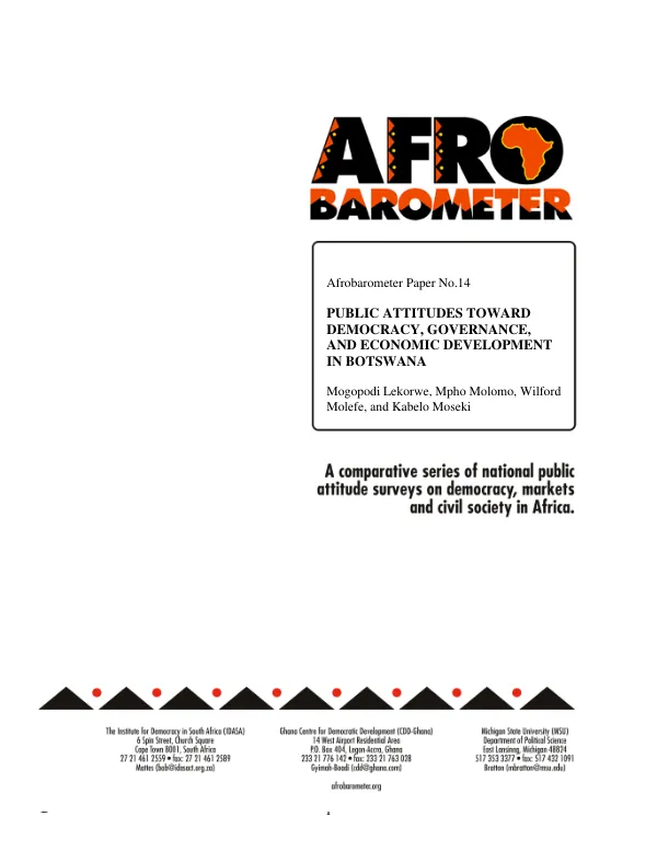 Public attitudes toward democracy, governance, and economic development in Botswana
