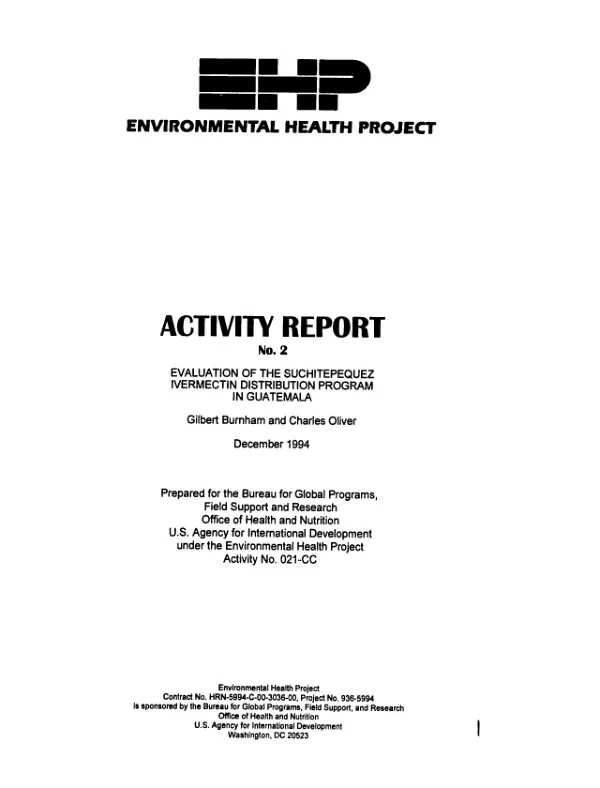 Evaluation of the Suchitepequez ivermectin distribution program in Guatemala