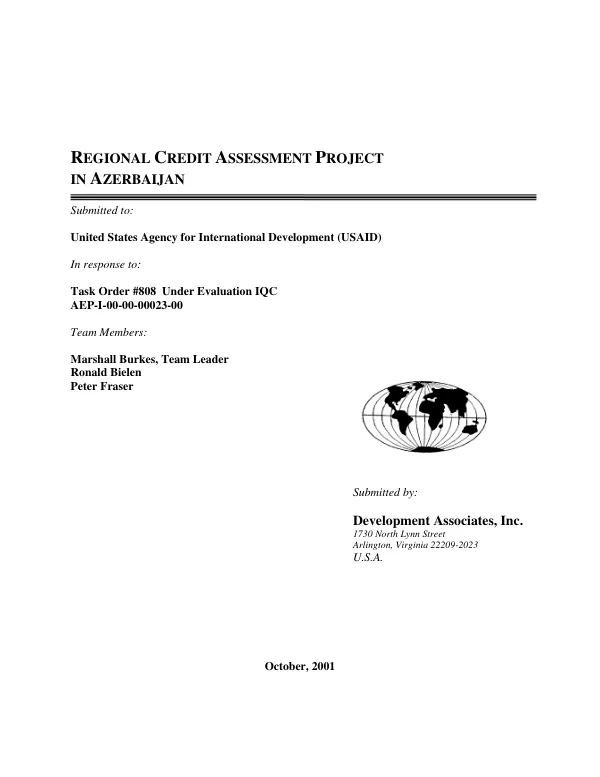 Regional credit assessment project in Azerbaijan