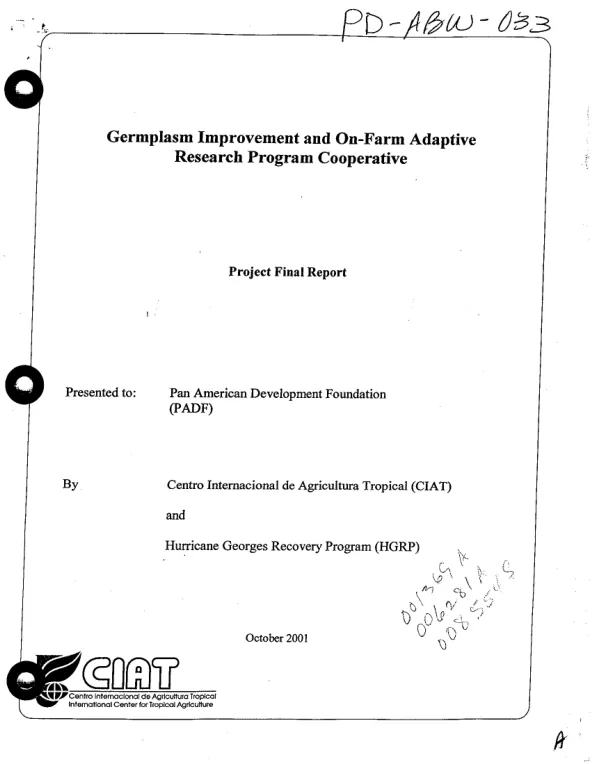 Germplasm improvement and on-farm adaptive research program cooperative : project final report