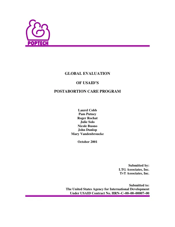 Global evaluation of USAID"s postabortion care [PAC] program [: executive summary]