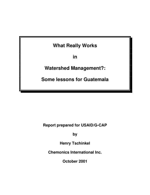 What really works in watershed management? : some lessons for Guatemala