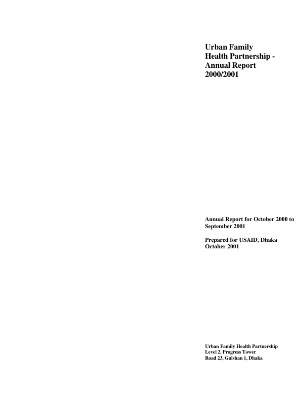 Urban family health partnership annual report 2000/2001 : annual report for October 2000 to September 2001