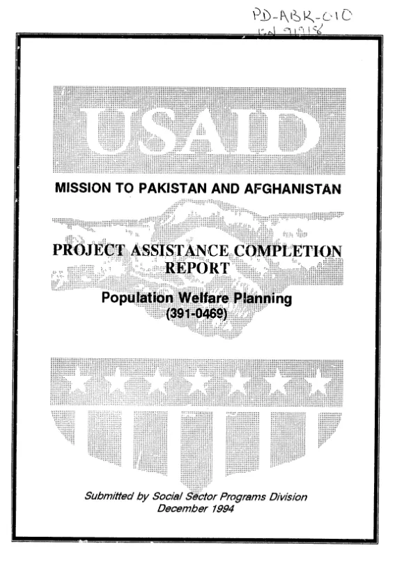 Project assistance completion report : population welfare planning (391-0469)