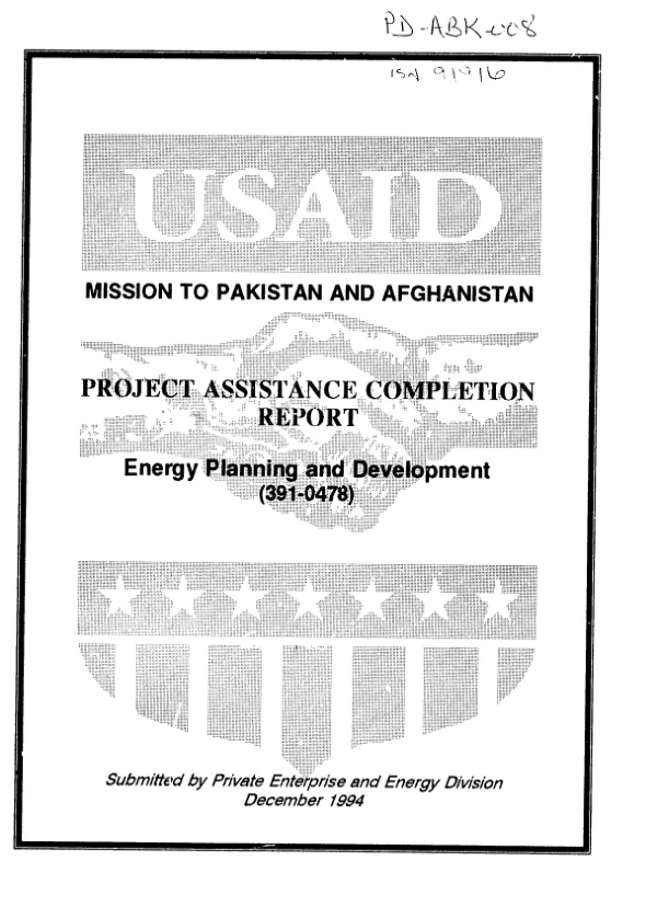 Project assistance completion report : energy planning and development (391-0478)