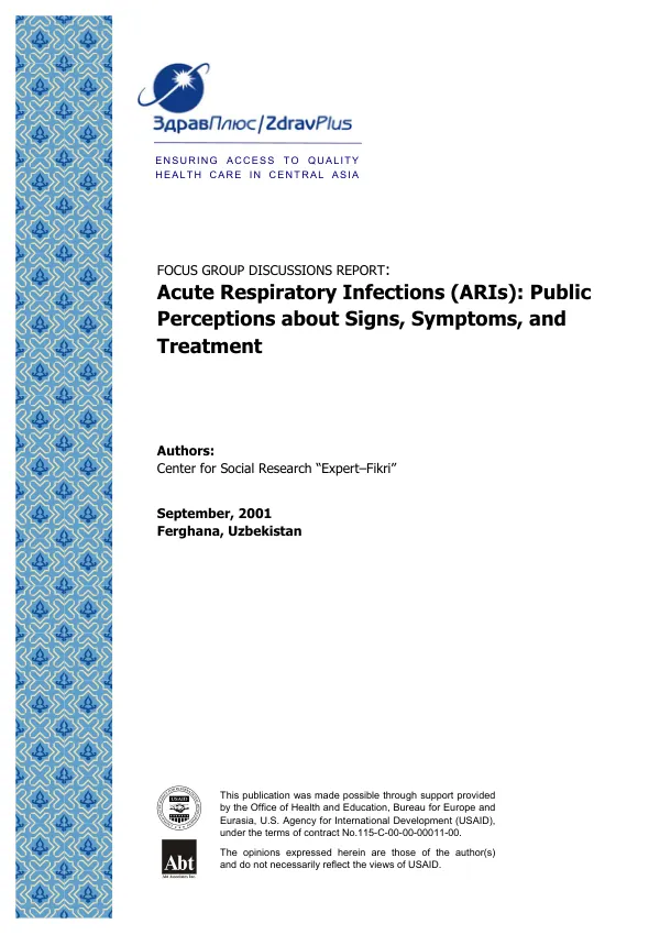 Acute respiratory infections (ARIs) : public perceptions about signs, symptoms, and treatment
