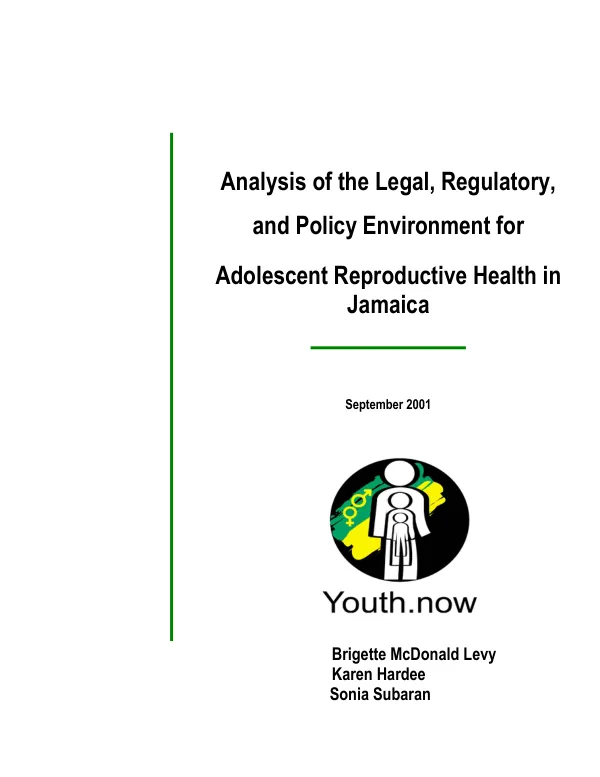 Analysis of the legal, regulatory, and policy environment for adolescent reproductive health in Jamaica