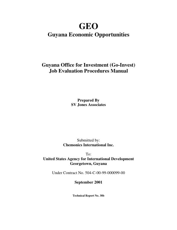 Guyana Office for Investment (Go-Invest) : job evaluation procedures manual