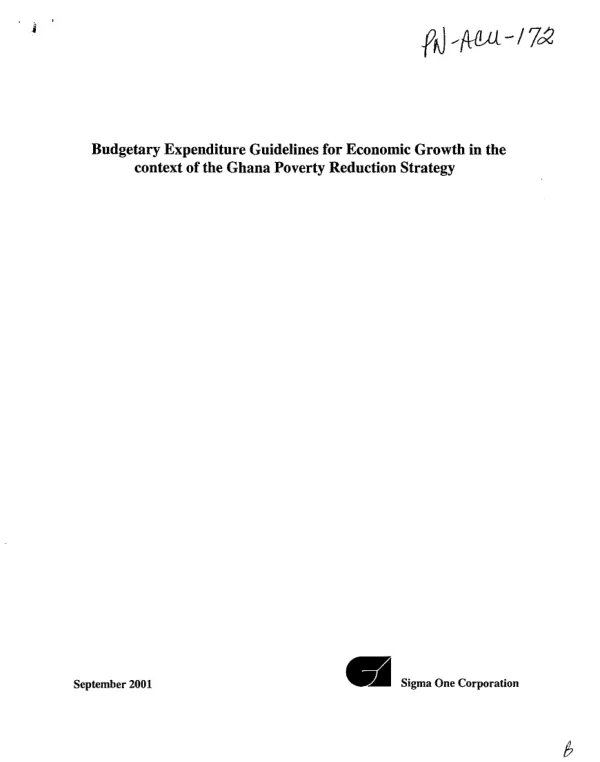 Budgetary expenditure guidelines for economic growth in the context of the Ghana poverty reduction strategy
