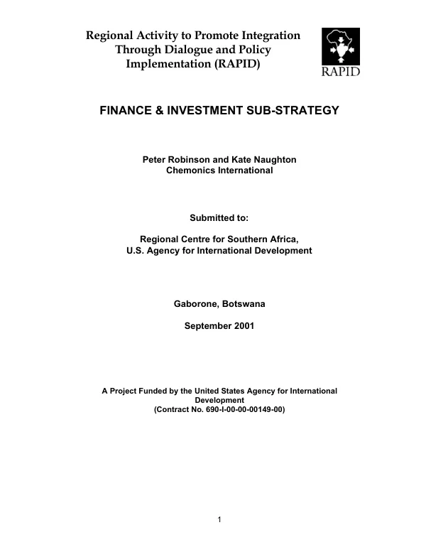 Finance & investment sub-strategy